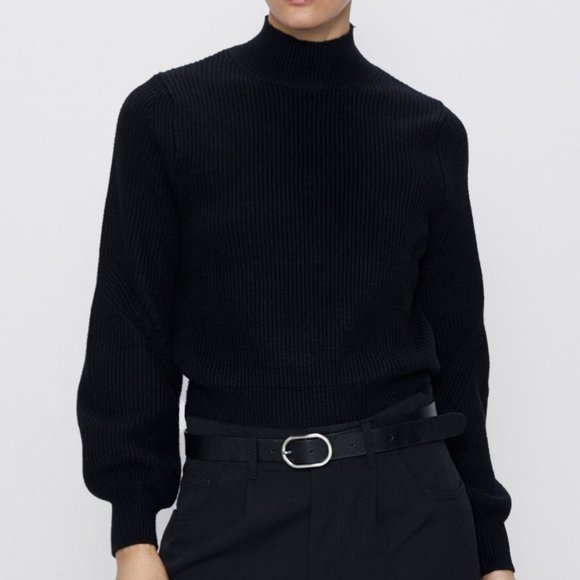 Zara mock neck sweater black S, but fits like an XS. - Picture 1 of 9